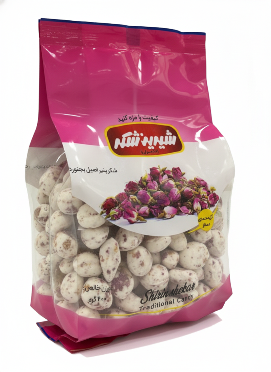 شکر پنیر(آبنبات) گل محمدی ممتاز ۴۰۰ گرم شیرین شکر